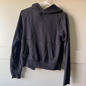 Athleta Sweatshirt‎ Moonrise Women XXS Open Split Back Yoga Hoodie Black Workout
